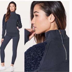 Lululemon Floral Flock Scuba Zip Sweatshirt Sz8 Bl